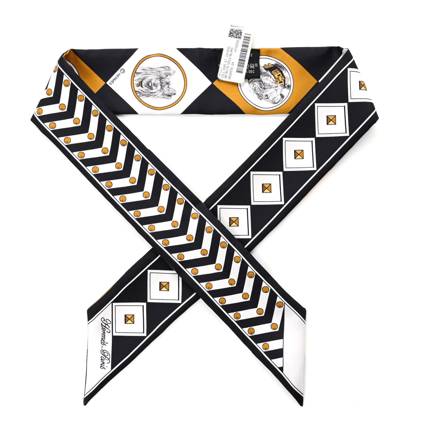 Silk Colliers Et Chiens Twilly Black Gold White