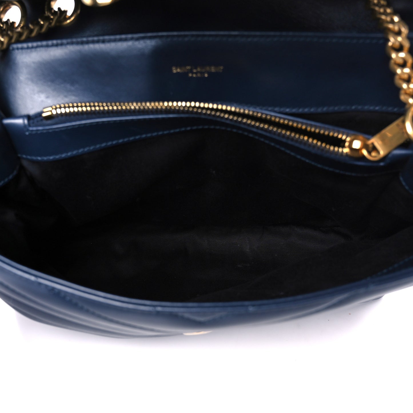 Calfskin Y Quilted Monogram Medium Loulou Chain Satchel Deep Marine