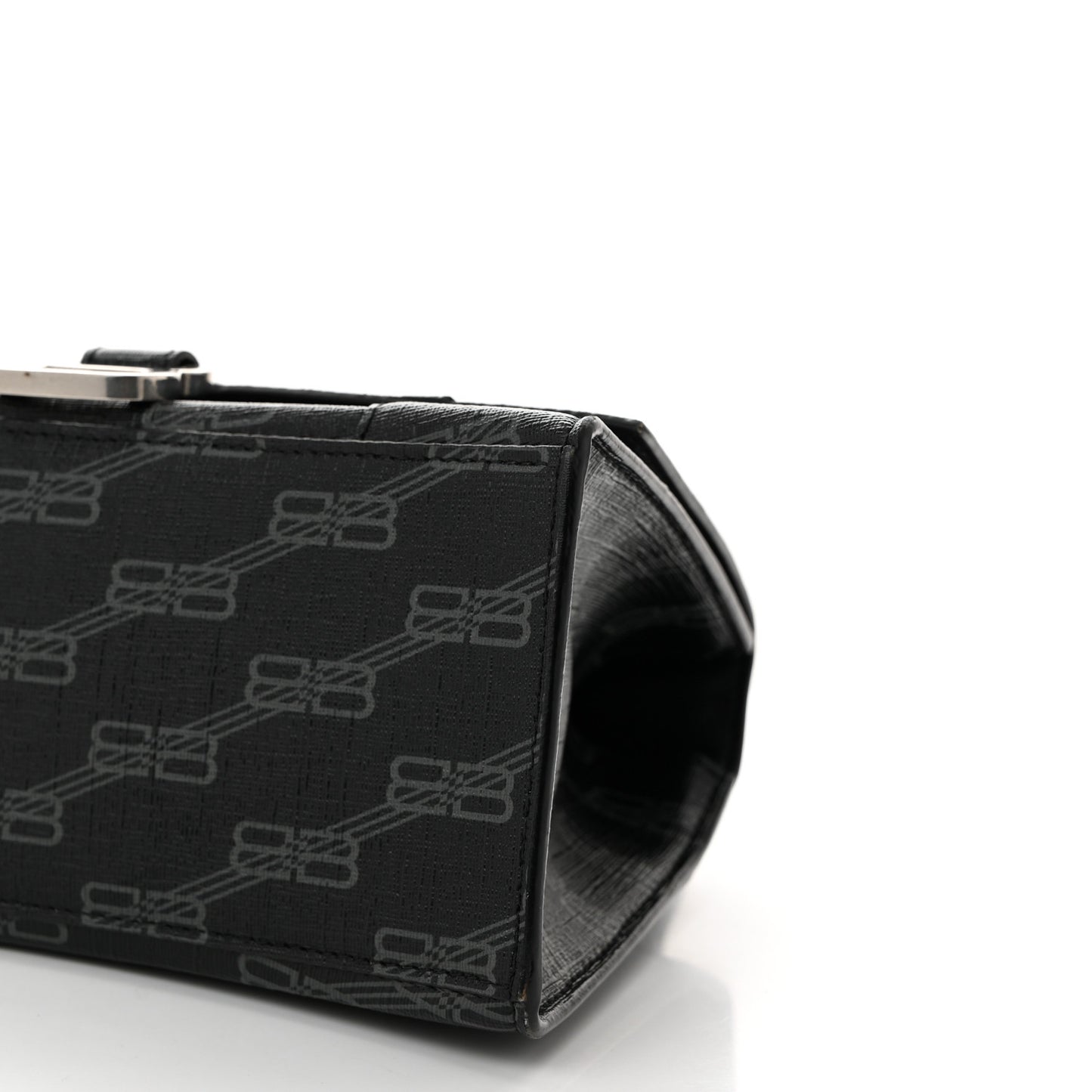 Coated Canvas BB Monogram Small Hourglass Top Handle Bag Black Grey