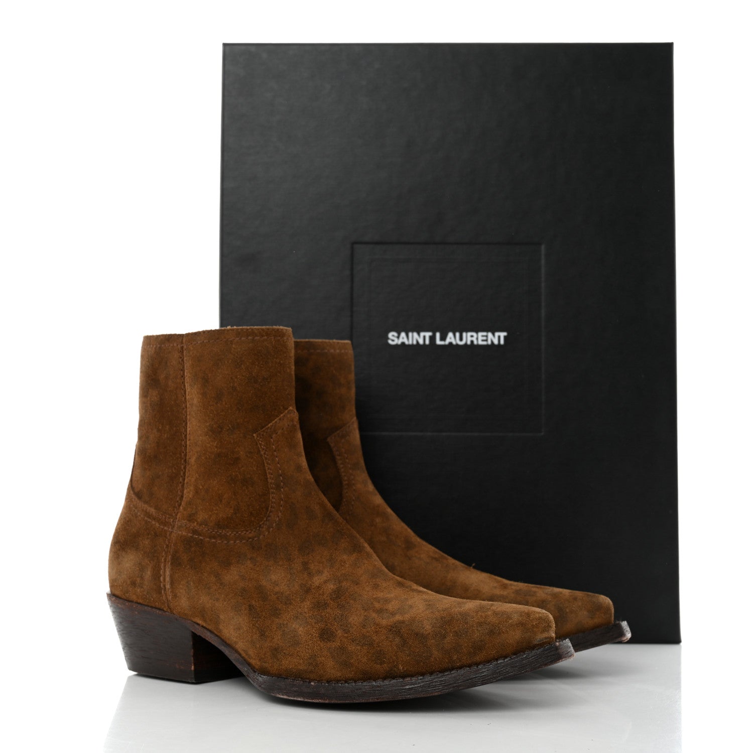 Saint Laurent Suede Leopard Lukas Zip Boots 36.5 Land 9 of 9