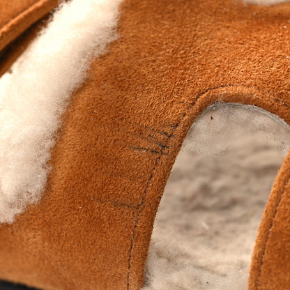 Hermes Suede Goatskin Woolskin Womens Chypre Sandals 38 Naturel Ecru 8 of 9