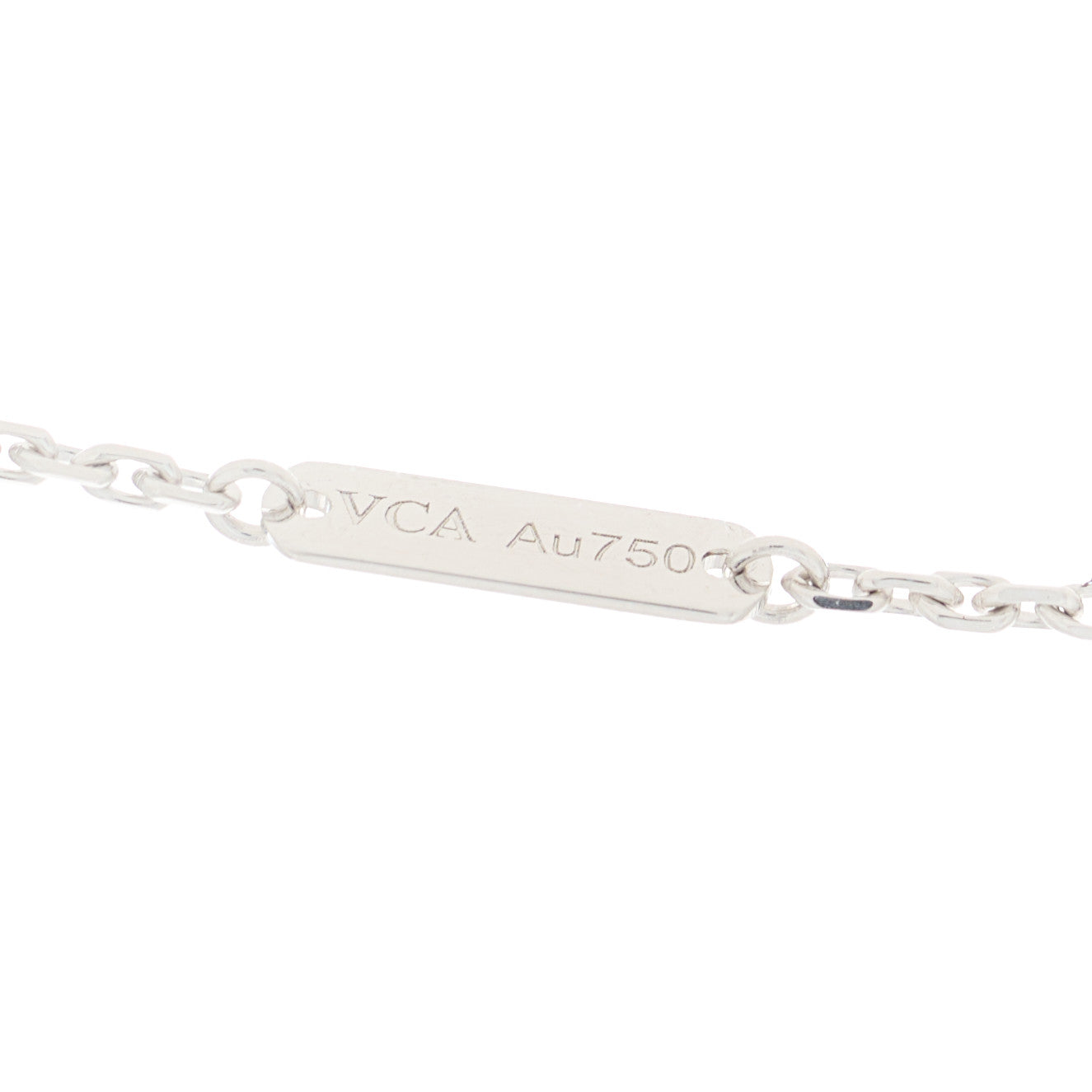 18K White Gold Chalcedony Vintage Alhambra Pendant Necklace
