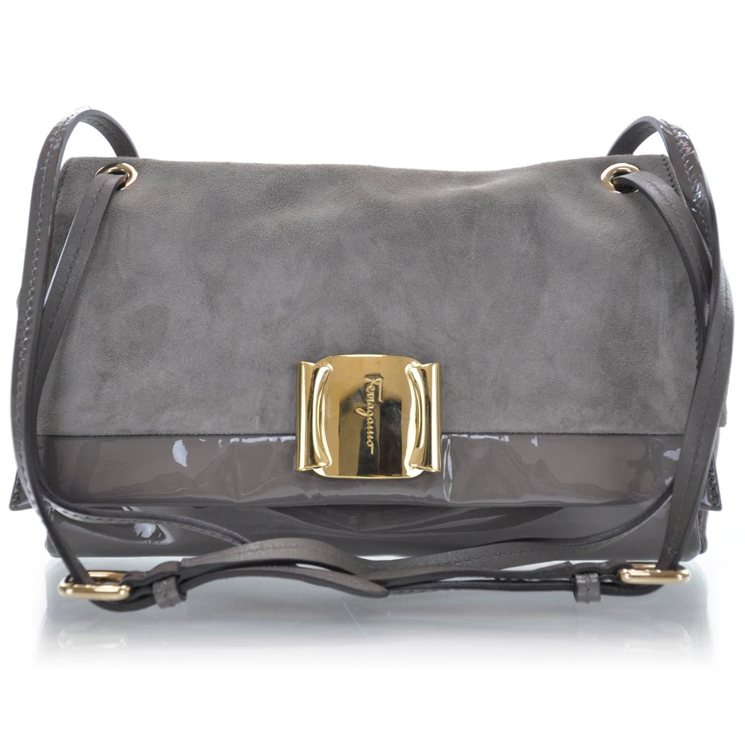 FASHIONPHILE SALVATOREFERRAGAMOSuedeandPatentLeatherHelenGray 1 of 9