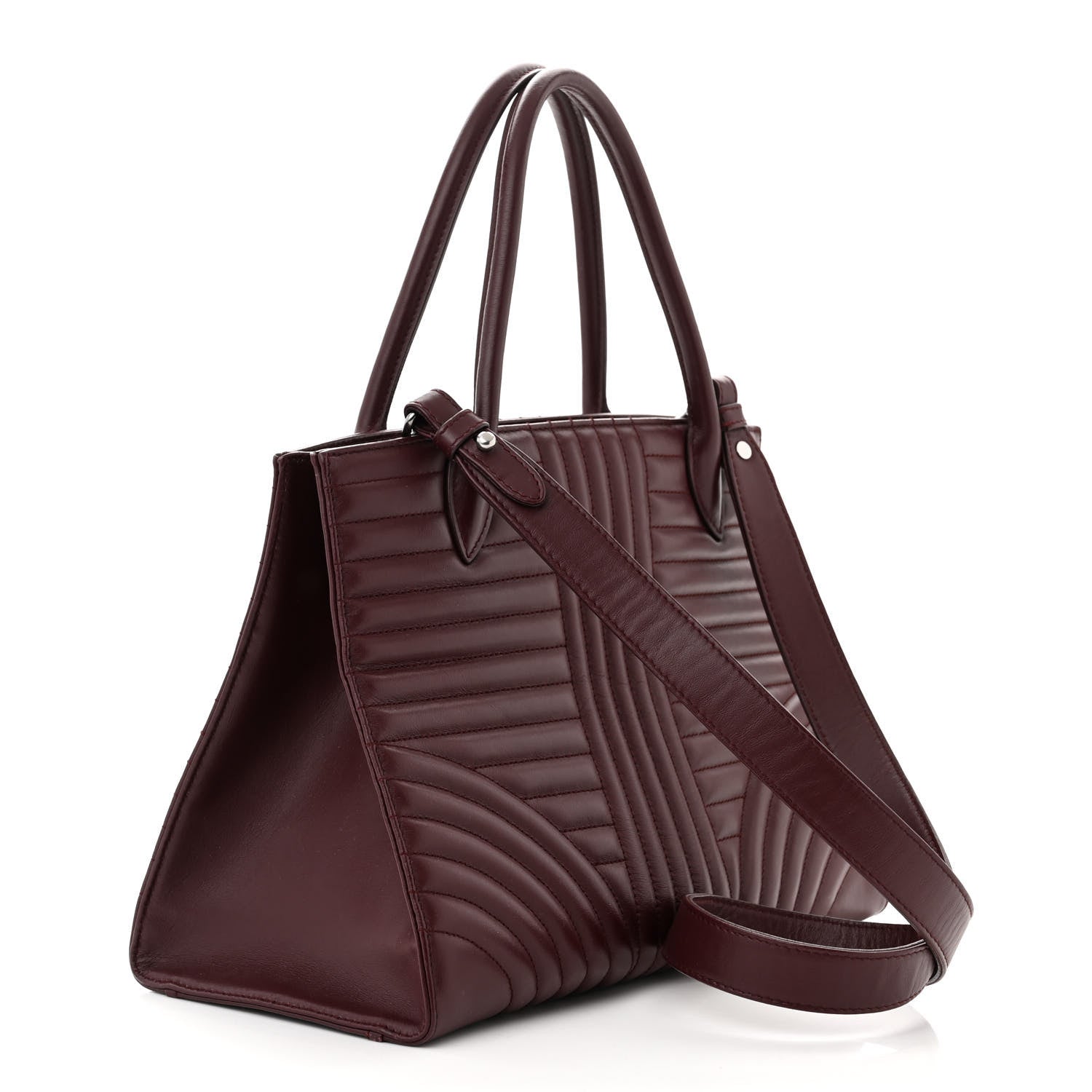 Prada Soft Calfskin Impunture Diagramme Tote Granato 3 of 11
