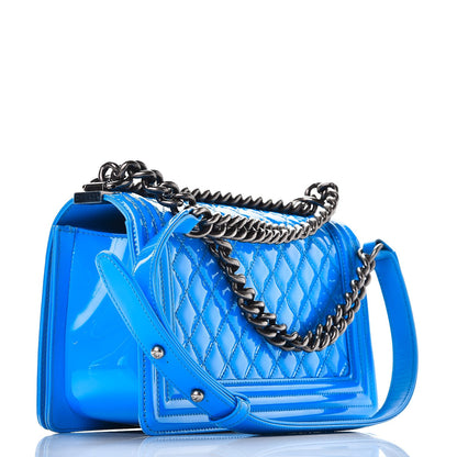 Chanel Patent Calfskin Quilted Medium Boy Flap Blue 3 of 8