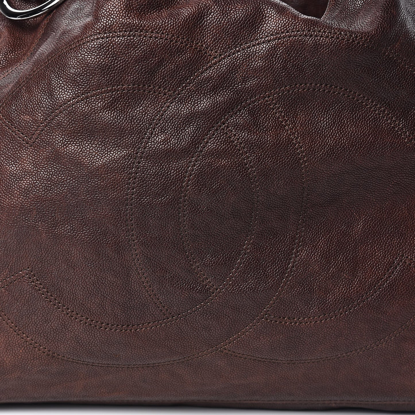 Distressed Caviar XL Coco Cabas Brown