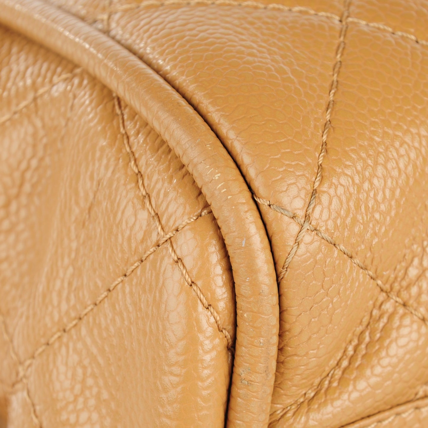 Caviar Quilted Timeless Bowler Dark Beige