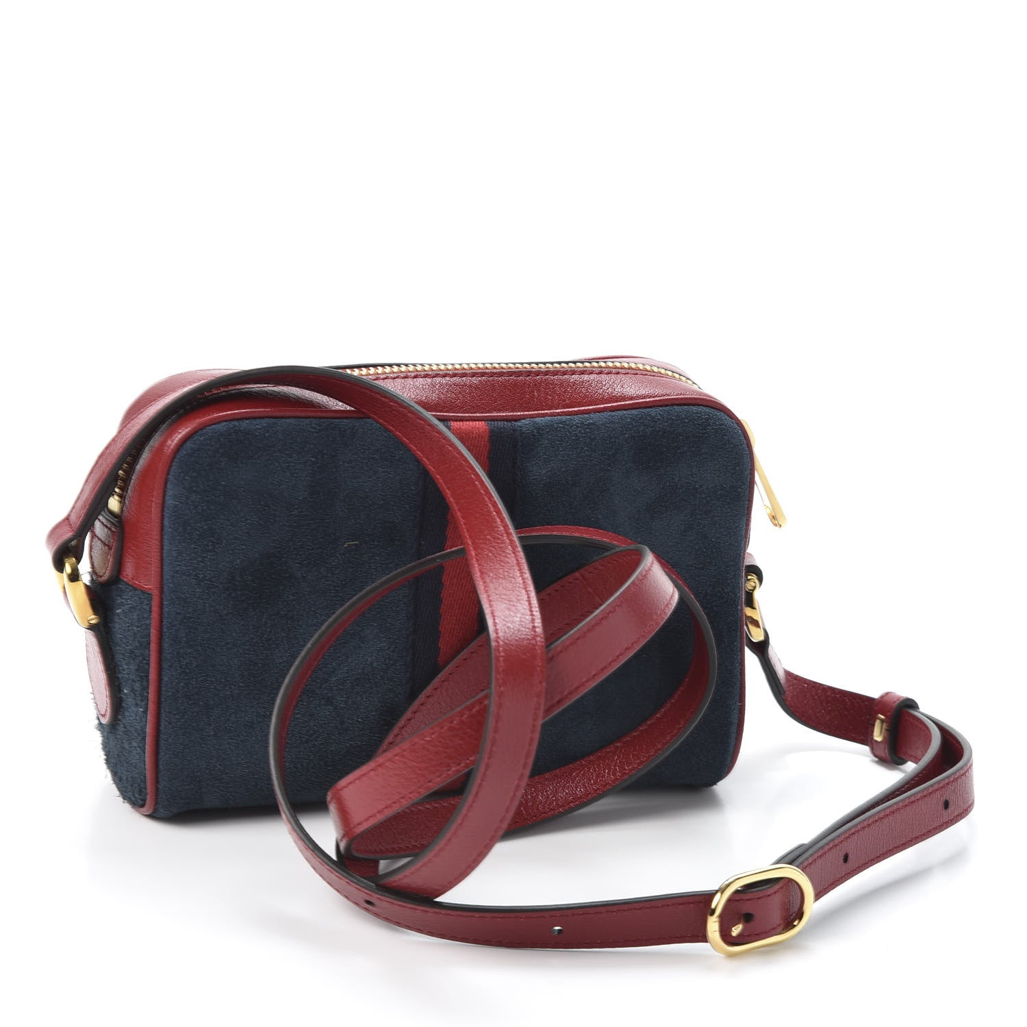 Gucci Suede Calfskin Web Mini Ophidia Shoulder Bag New Blue Romantic Cherry 2 of 9