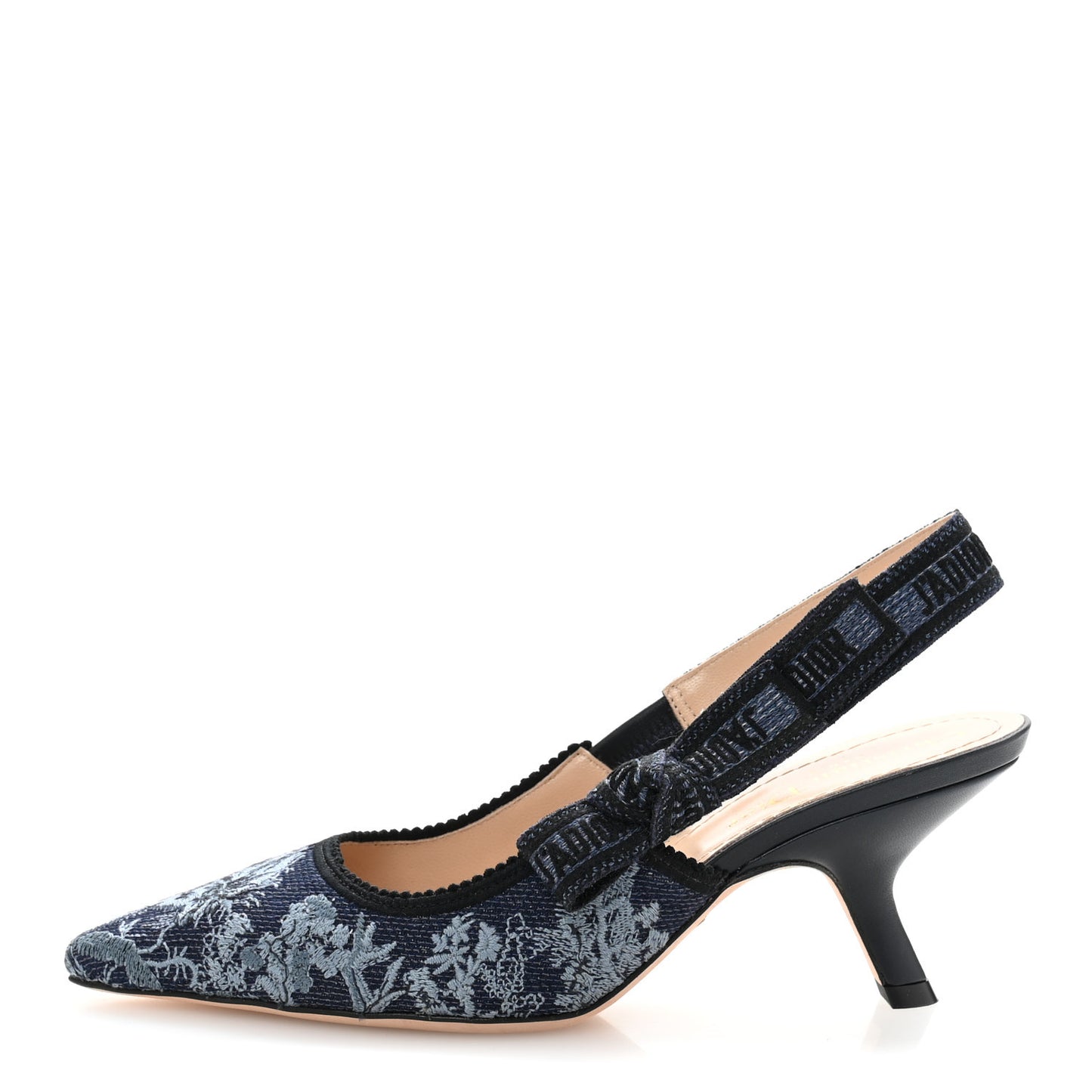 Denim Ribbon Floral Print J Adior Slingback 65mm Pumps 35 Blue Multicolor