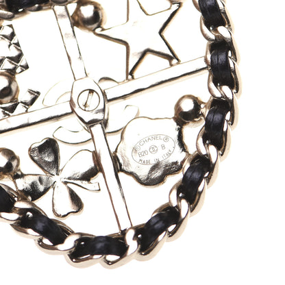 Chanel Lambskin Pearl Strass Sergeant Shield Brooch Gold 5 of 7