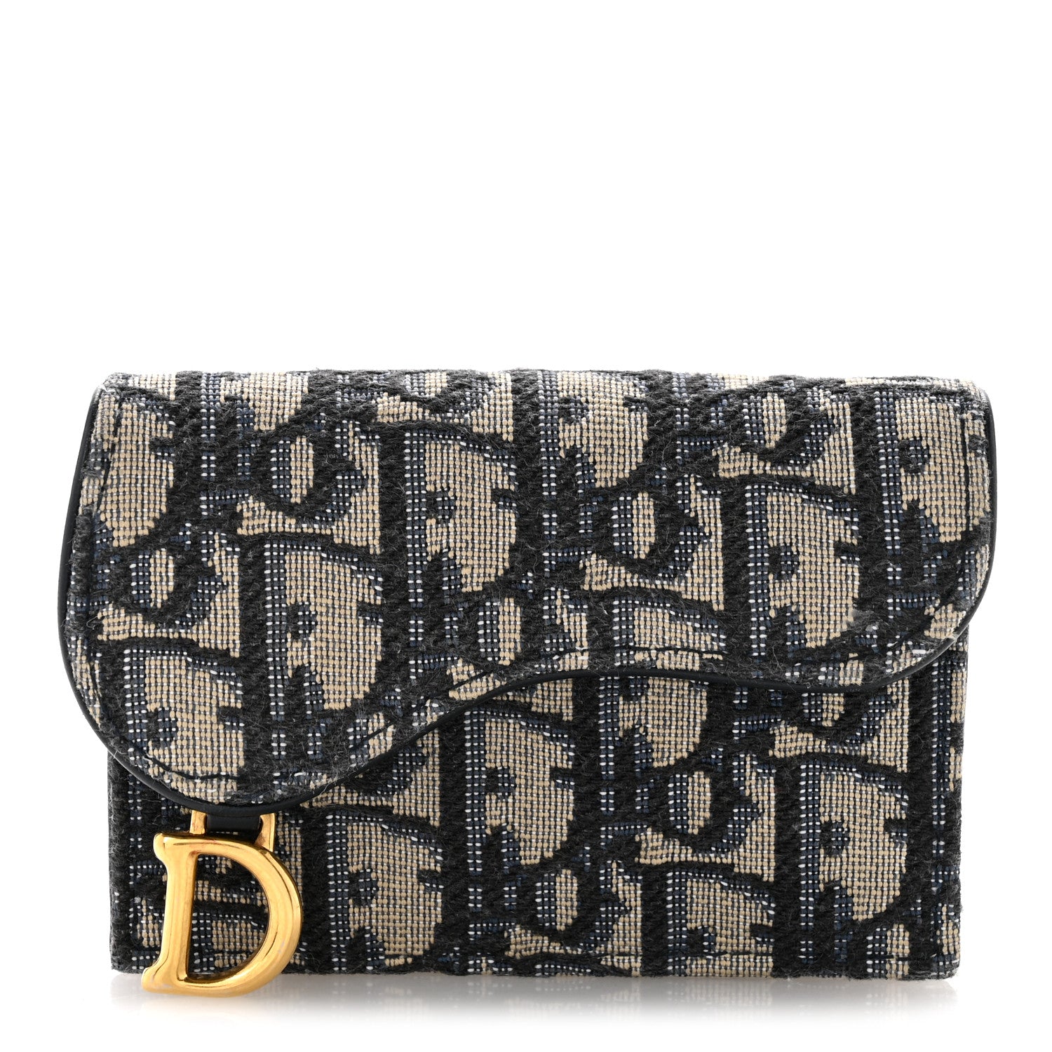 Christian Dior Oblique Saddle Card Holder Blue 1 of 9