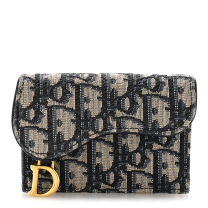 Christian Dior Oblique Saddle Card Holder Blue 1 of 9