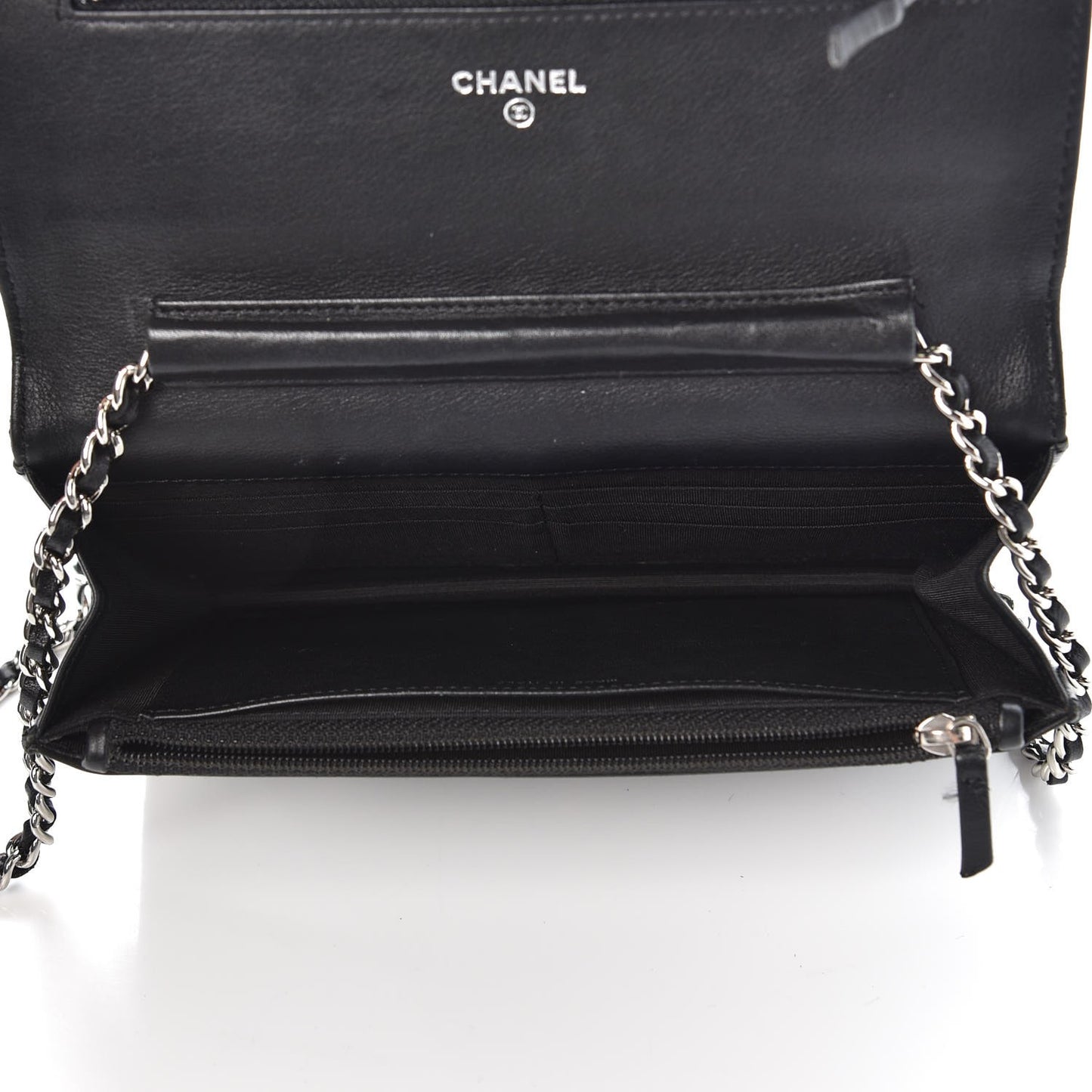 Lambskin Diamond Stitched Wallet On Chain WOC Black