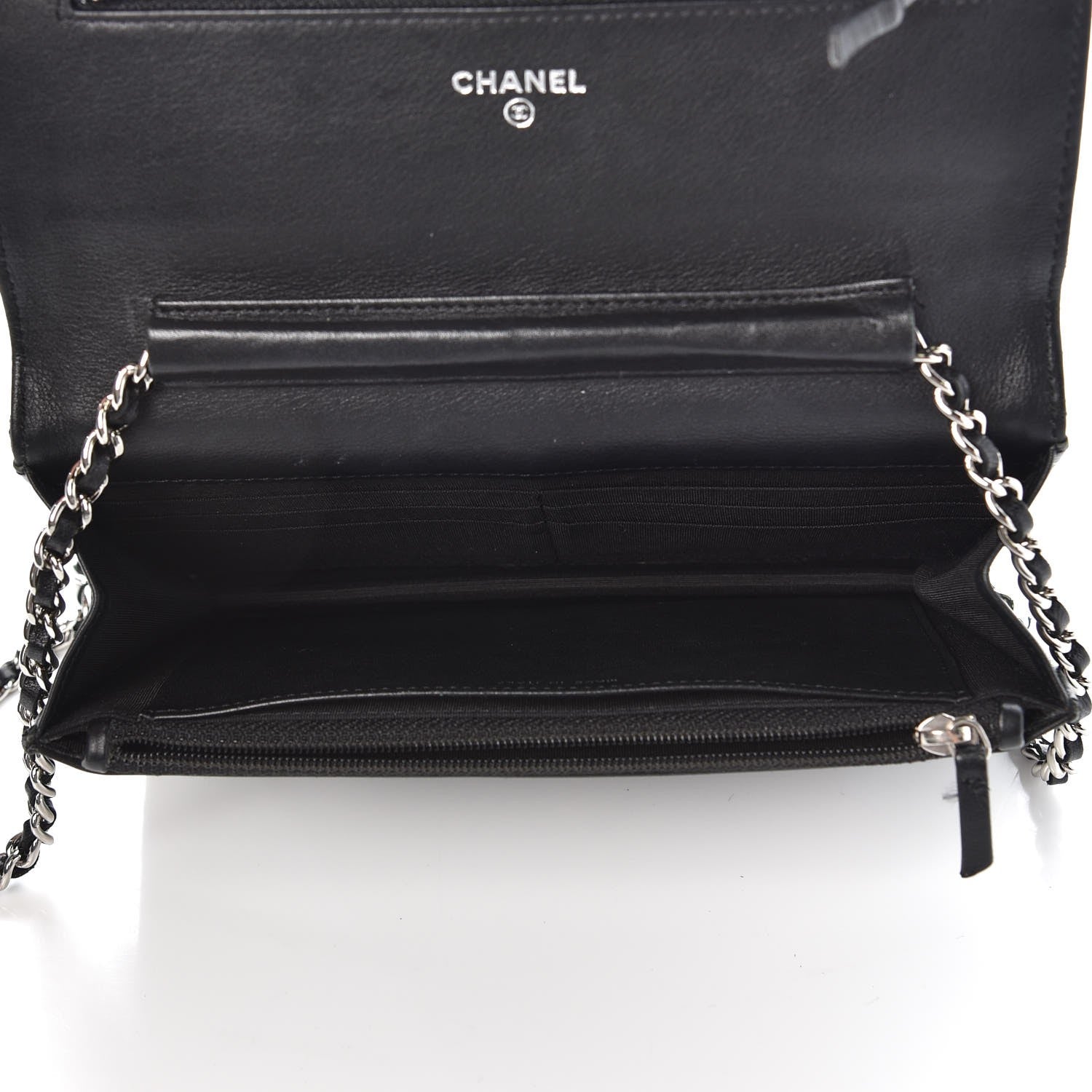 Chanel Lambskin Diamond Stitched Wallet On Chain WOC Black 5 of 9