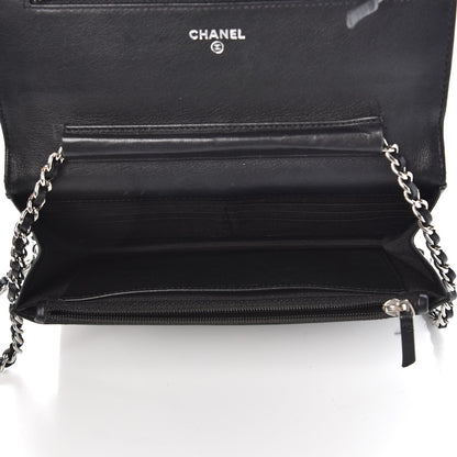 Chanel Lambskin Diamond Stitched Wallet On Chain WOC Black 5 of 9