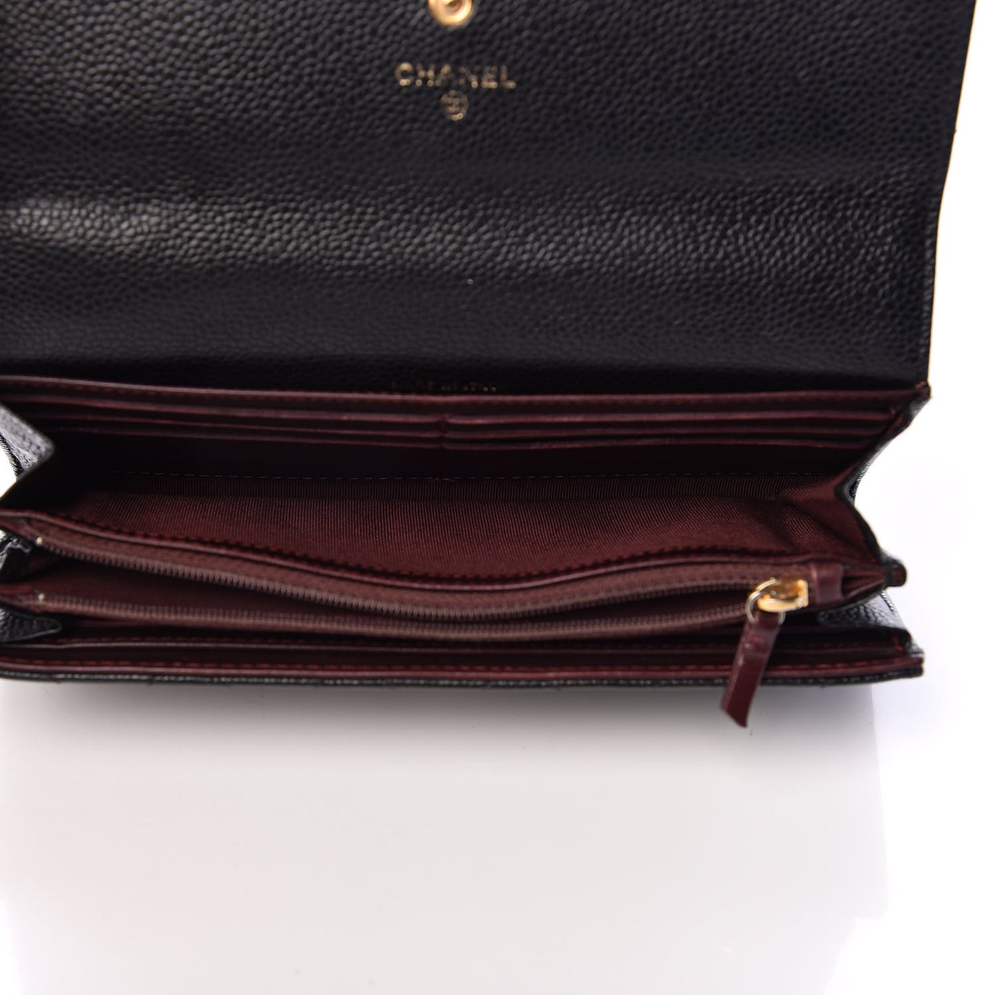 Caviar Quilted Large Gusset Flap Wallet Black