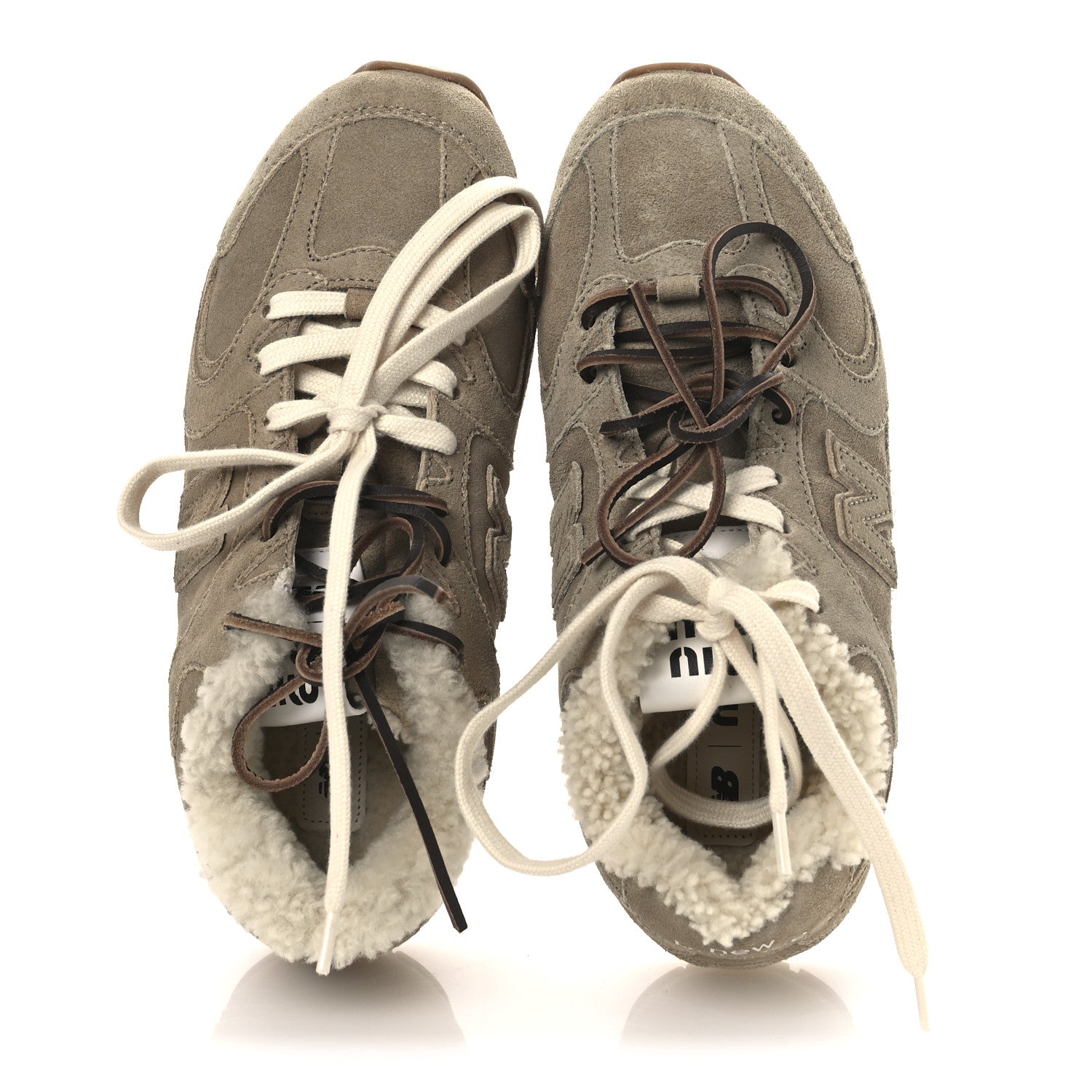 Miu Miu X NEW BALANCE Suede Shearling 530 SL Sneakers 36 Bleached Ecru 2 of 10