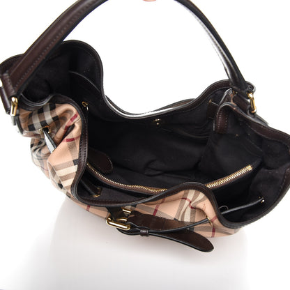 Burberry Haymarket Check Medium Walden Belted Hobo Chocolate 5 of 8
