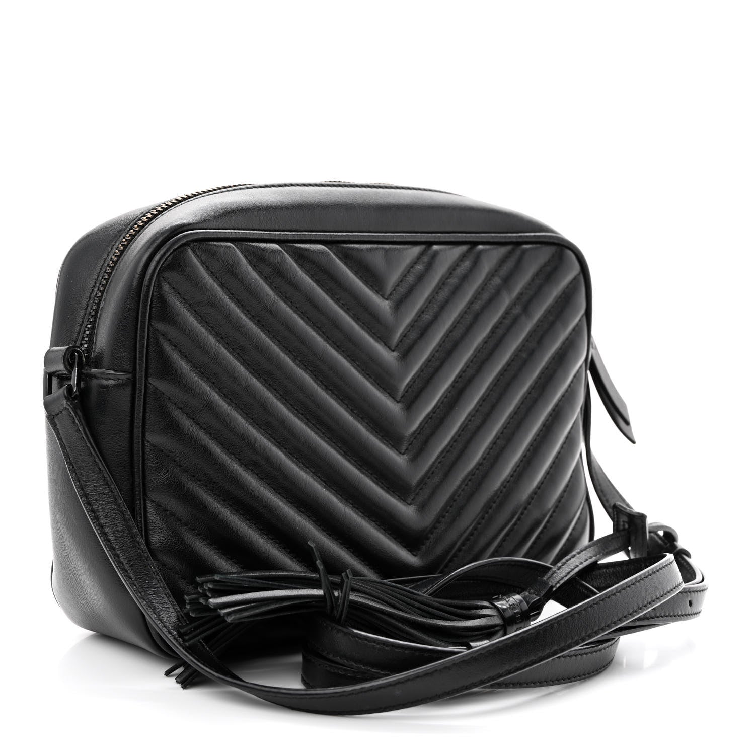 Saint Laurent Calfskin Matelasse Monogram Monochrome Lou Camera Bag Black 3 of 18