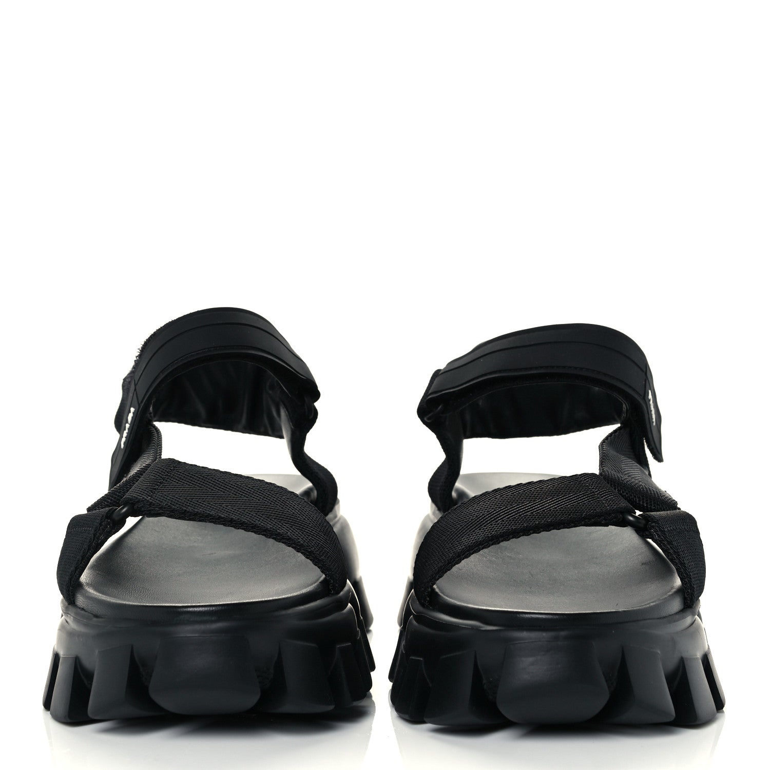 Prada Rubber Nylon Velcro Womens Cloudbust Thunder 50mm Sandals 39.5 Black 2 of 11