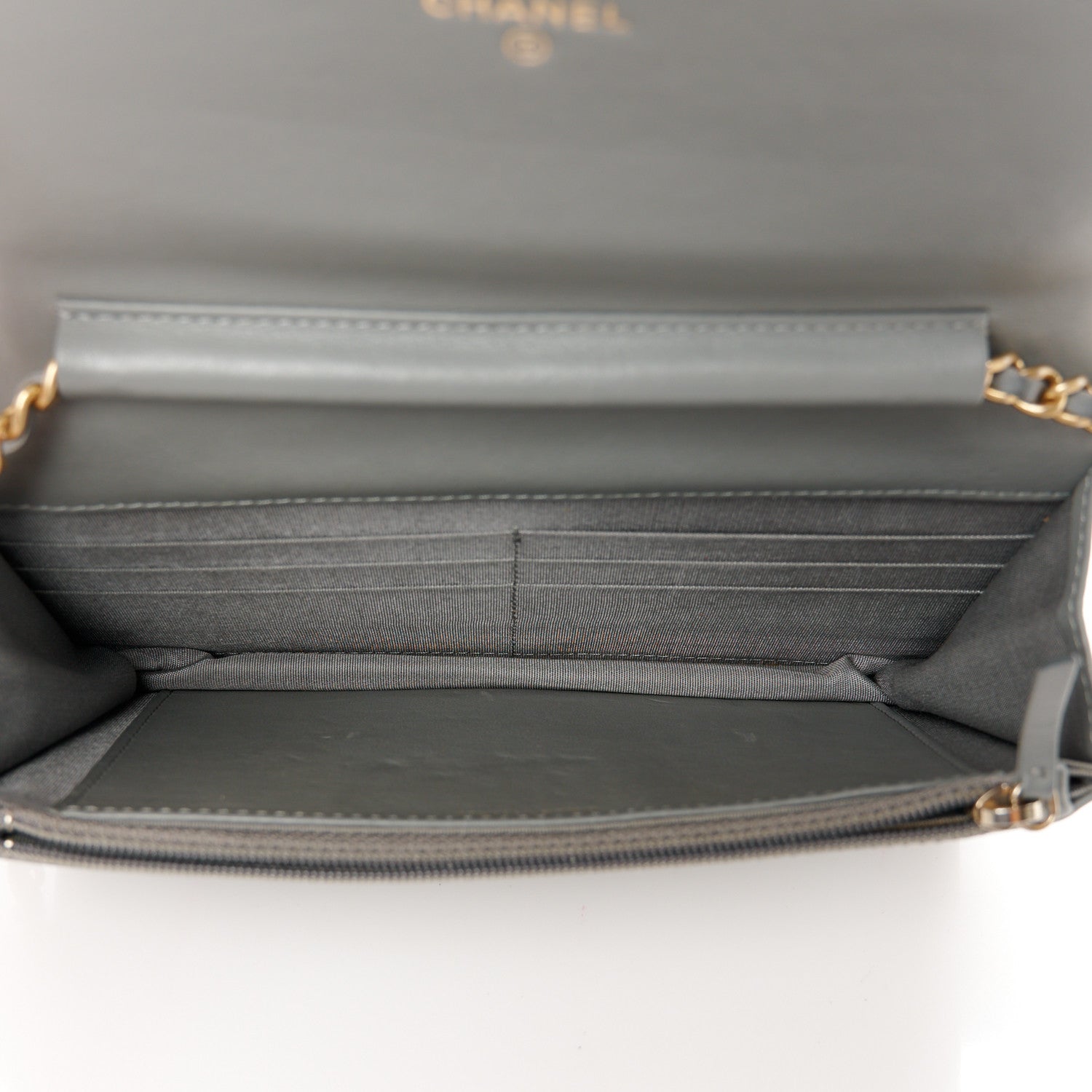 Chanel Lambskin Quilted Boy Wallet On Chain WOC Grey 5 of 13