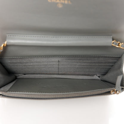 Chanel Lambskin Quilted Boy Wallet On Chain WOC Grey 5 of 13