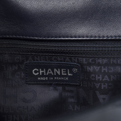 Chanel Patent Horizontal Quilted Medium Single Flap Dark Navy Blue 6 of 11