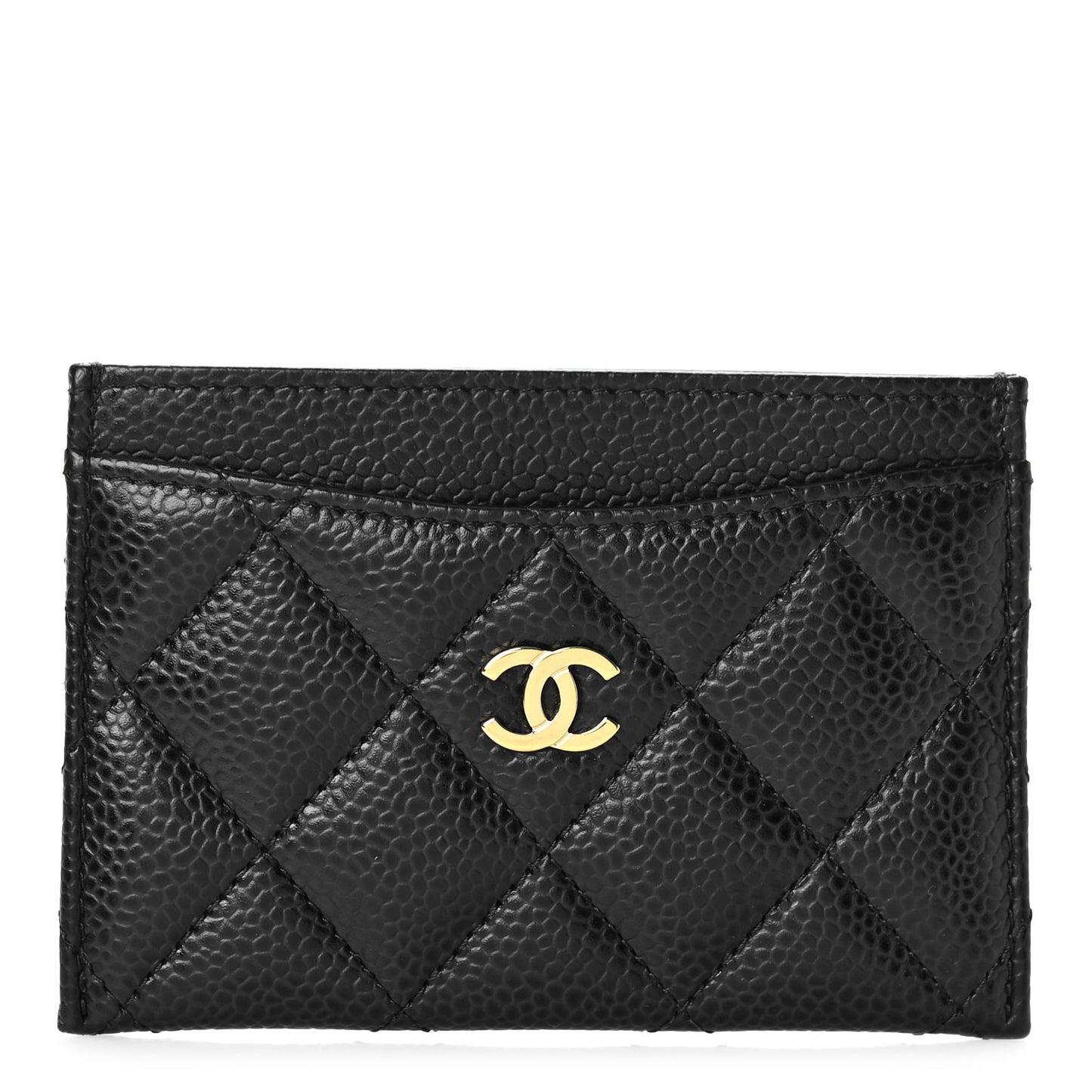 Caviar Quilted Card Holder Black