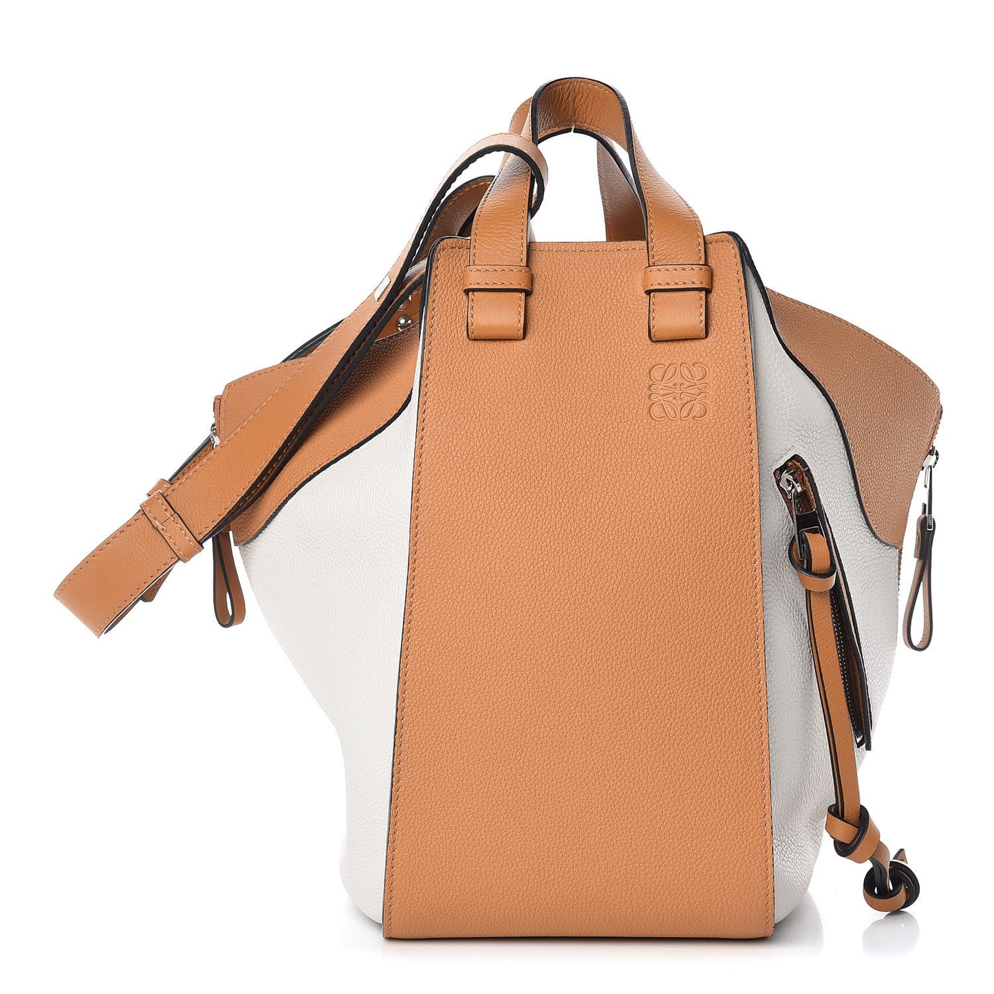 Calfskin Medium Hammock Shoulder Bag Tan White