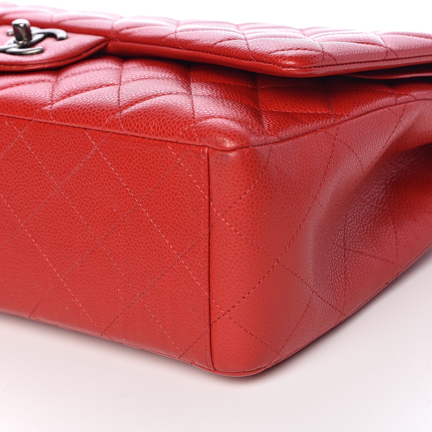 Caviar Quilted Maxi Double Flap Red