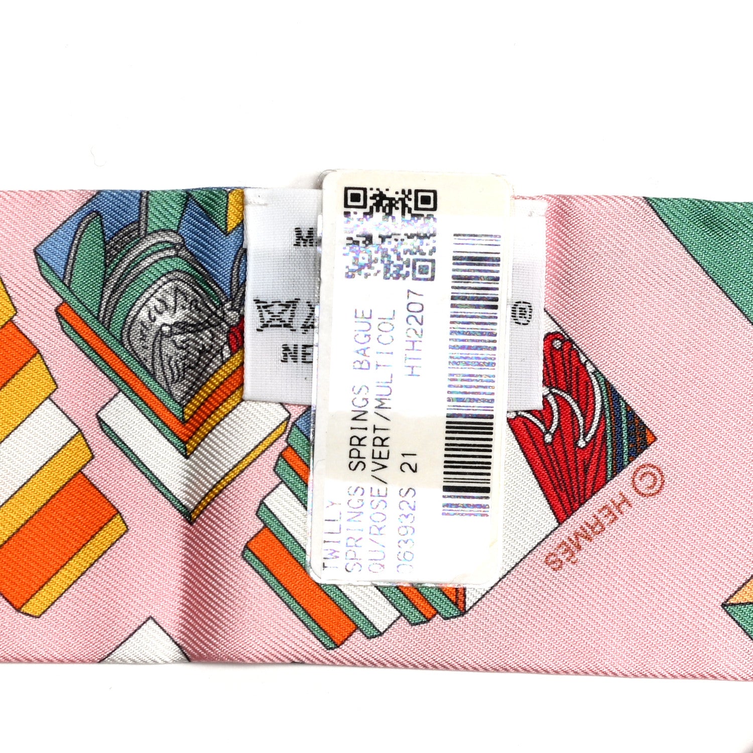 Hermes Silk Springs Springs Twilly Rose Vert Multicolor 4 of 4