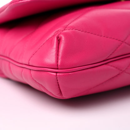 Saint Laurent Lambskin Quilted Le 57 Diamond Shoulder Bag Lipstick Fuchsia 7 of 8