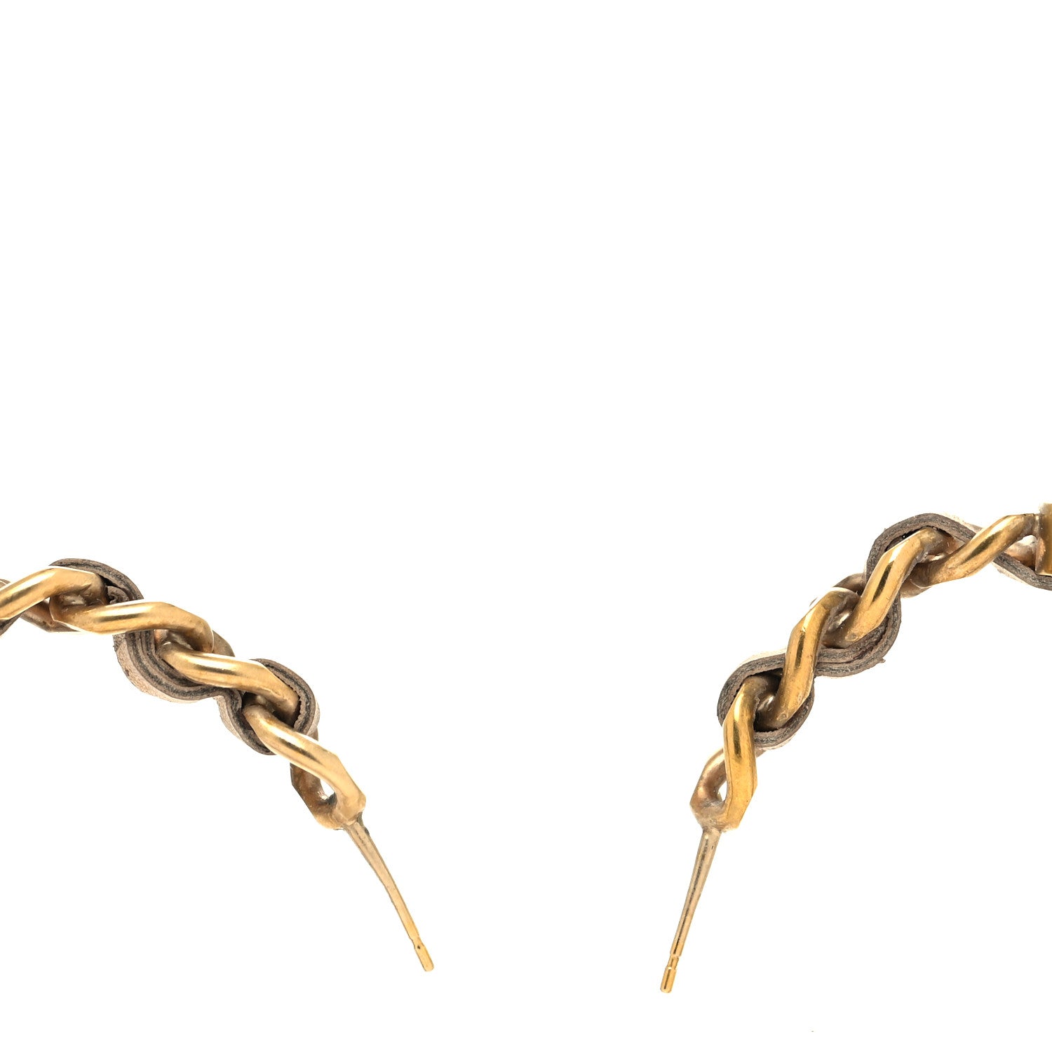Chanel Metal Lambskin CC Turnlock Chain Hoop Earrings Matte Gold 3 of 4