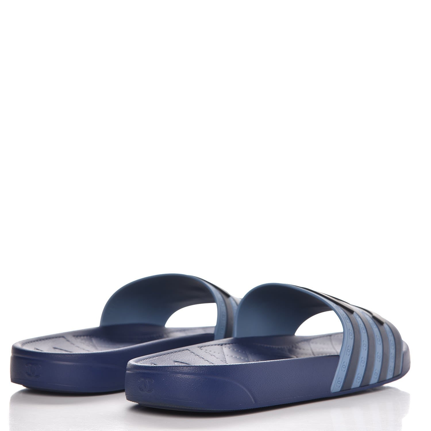 Chanel Rubber CC Flat Slide Sandals 40.5 Blue 4 of 11