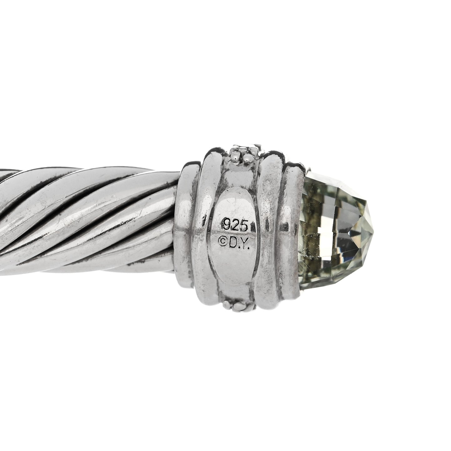 Sterling Silver Diamond Prasiolite 7mm Cable Classics Bracelet