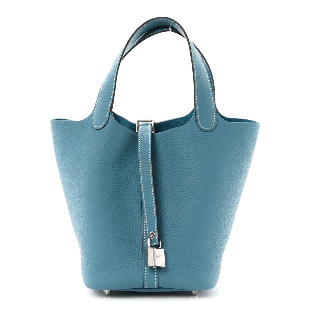 Taurillon Clemence Picotin Lock 18 PM New Blue Jean