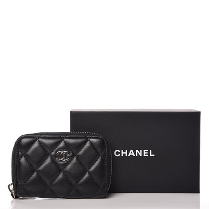 Chanel Lambskin Quilted Zip Coin Purse Black 10 of 10