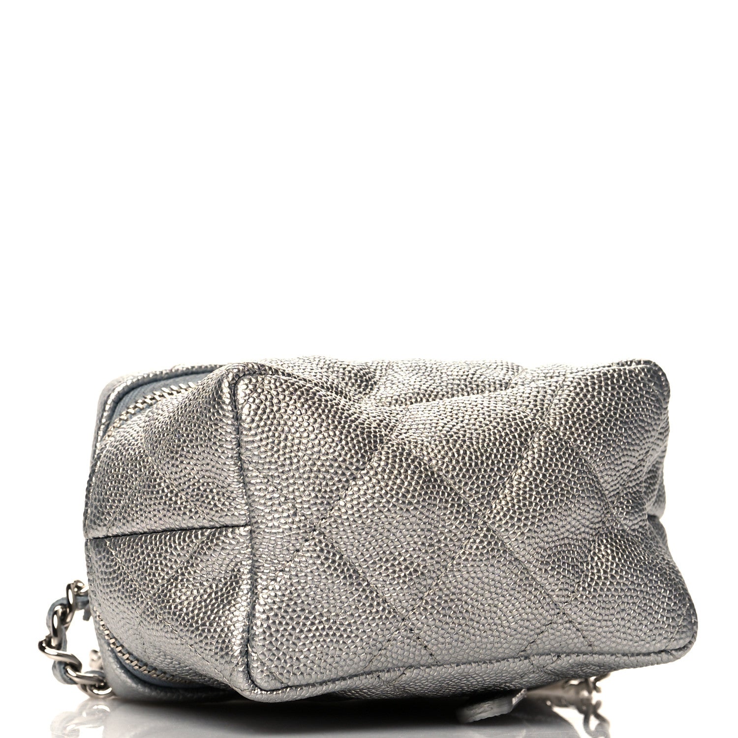 Chanel Metallic Caviar Quilted Mini Top Handle Vanity With Chain Silver 4 of 11