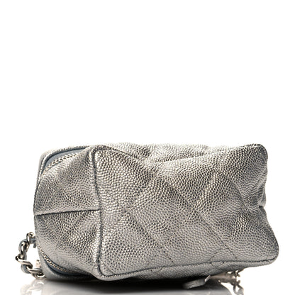 Chanel Metallic Caviar Quilted Mini Top Handle Vanity With Chain Silver 4 of 11