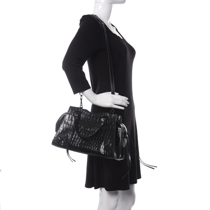 Balenciaga Semi Shiny Calfskin Crocodile Embossed Neo Classic Black Hardware S City Black 3 of 12