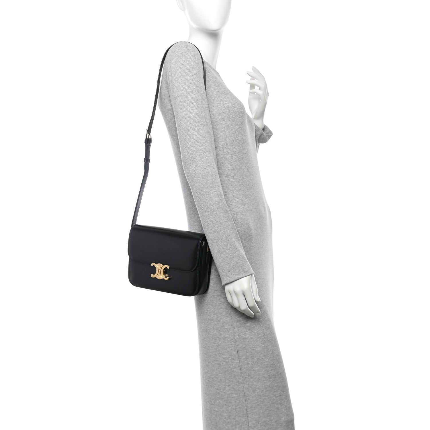 Celine Shiny Calfskin Medium Triomphe Black 2 of 14