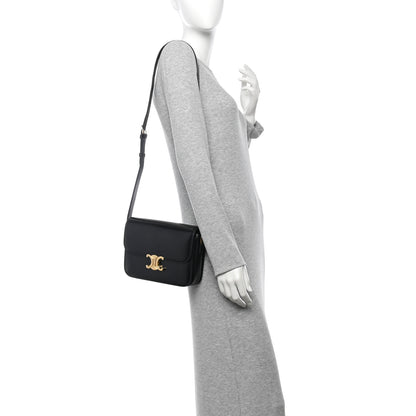 Celine Shiny Calfskin Medium Triomphe Black 2 of 14