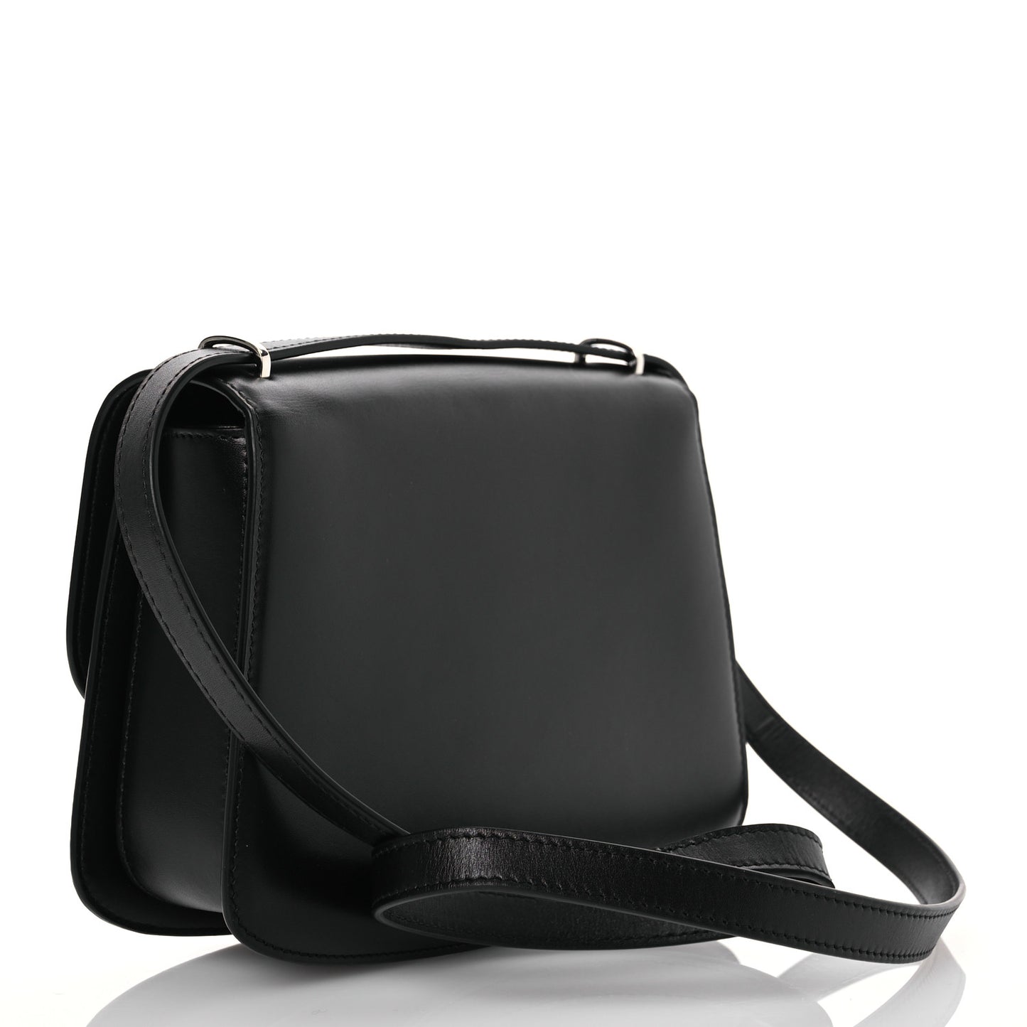 Polished Saddle Calfskin Sofia 8.75 Shoulder Bag Black