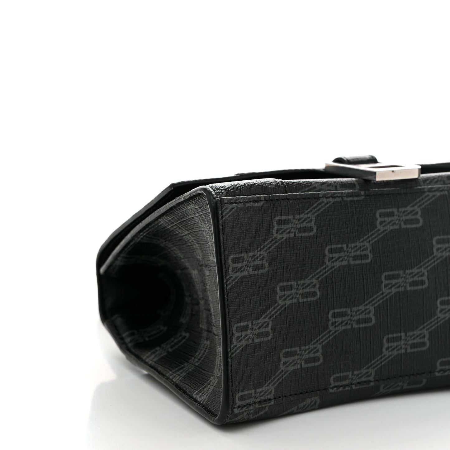 Coated Canvas BB Monogram Small Hourglass Top Handle Bag Black Grey