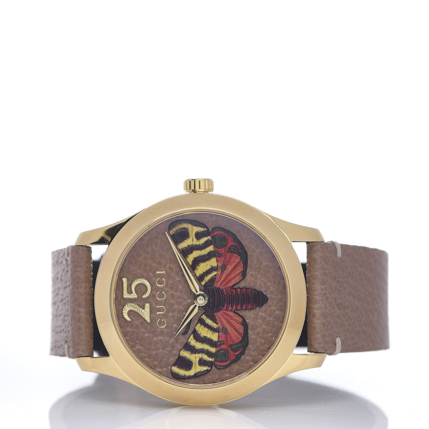 Stainless Steel Calfskin 38mm G-Timeless Moth Quartz Watch Brown