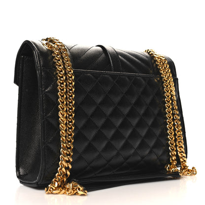 Saint Laurent Grain De Poudre Textured Mixed Matelasse Triquilt Medium Monogram Satchel Black 3 of 9