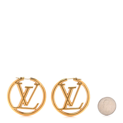 Louis Vuitton Metal Louise Hoop Earrings Gold 2 of 8