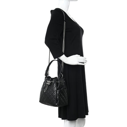 Chanel Caviar Quilted Small Chain Bucket Bag Black 2 of 14