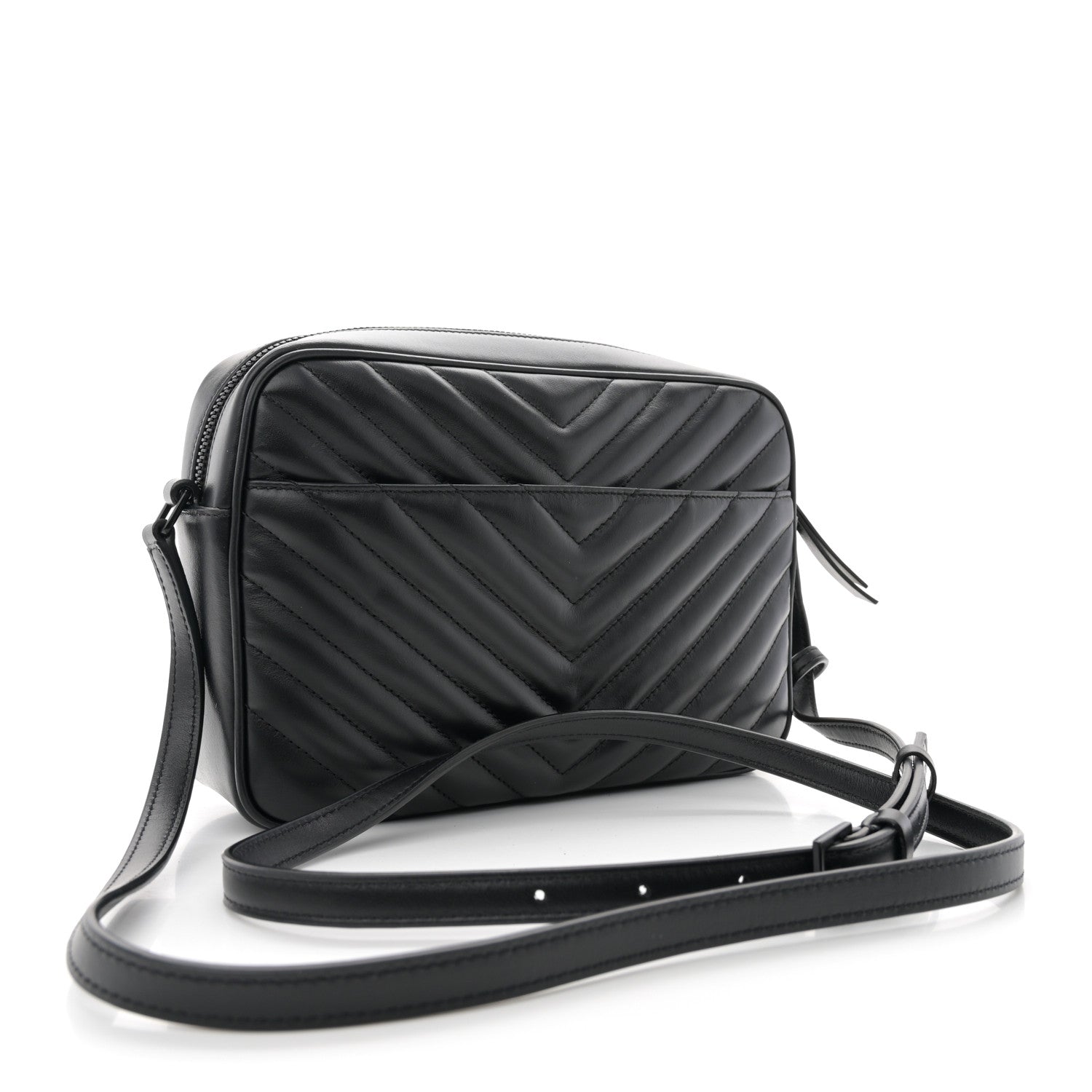 Saint Laurent Calfskin Matelasse Monogram Monochrome Lou Camera Bag Black 3 of 11