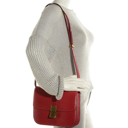 Celine Python Medium Classic Box Red 2 of 8